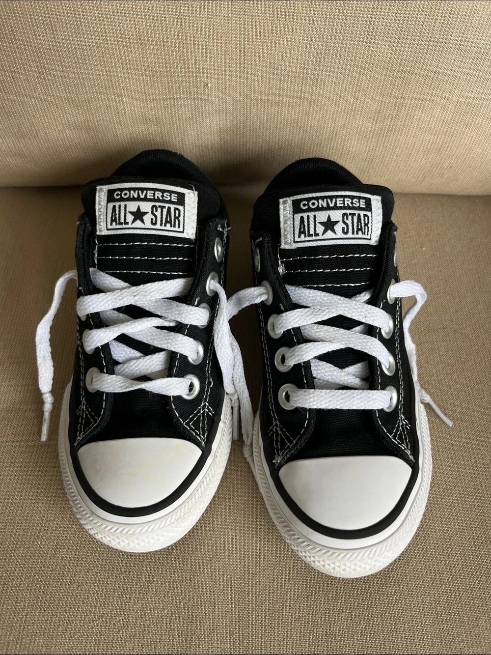 Converse Kids Black and White Low Top All Star Sneakers, size 11